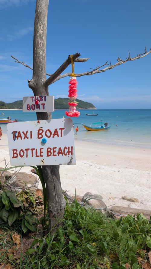 Schild Taxi Boat Bottle Beach